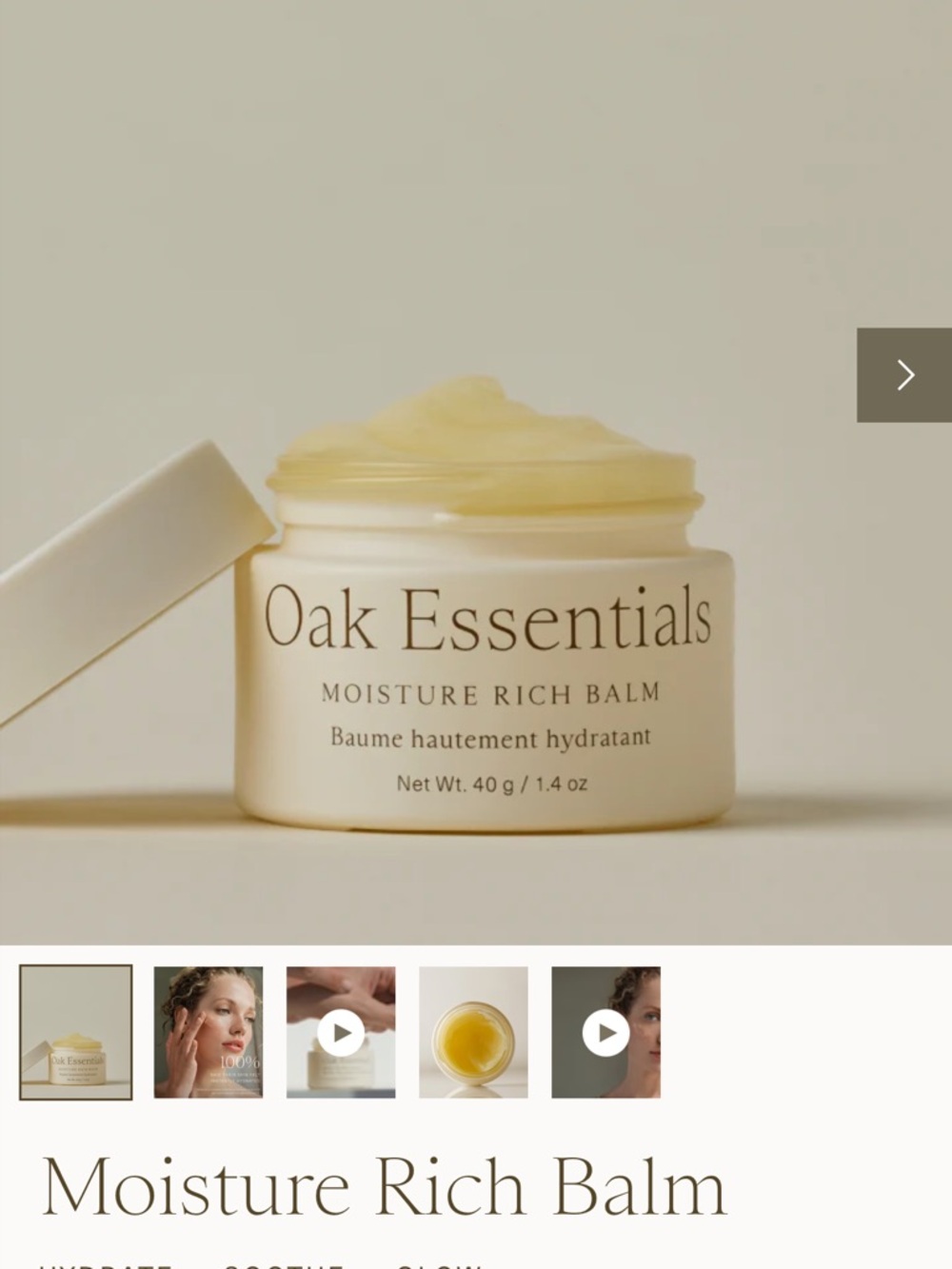NEW Oak Essentials Moisture Rich Balm - Full Size